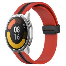 Per Xiaomi MI Watch Color 2 Cinturino in silicone pieghevole da 22 mm con chiusura magnetica (rosso + nero)