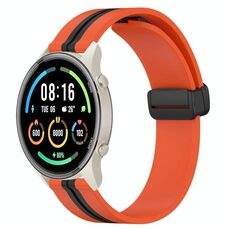 Per Xiaomi MI Watch Sport 22mm Cinturino in silicone pieghevole con chiusura magnetica (arancione + nero)