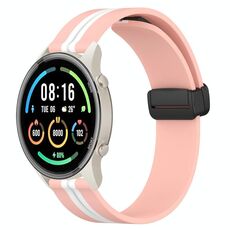 Per Xiaomi MI Watch Sport 22mm Cinturino in silicone pieghevole con chiusura magnetica (rosa + bianco)