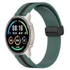 Per Xiaomi MI Watch Sport 22mm Cinturino pieghevole in silicone con chiusura magnetica (verde oliva + nero)