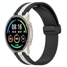 Per Xiaomi MI Watch Sport 22mm Cinturino pieghevole in silicone con chiusura magnetica (nero + bianco)