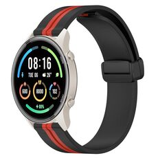 Per Xiaomi MI Watch Sport 22mm Cinturino in silicone pieghevole con chiusura magnetica (nero + rosso)