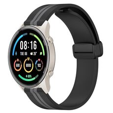 Per Xiaomi MI Watch Sport 22mm Cinturino in silicone pieghevole con chiusura magnetica (nero + grigio)