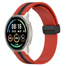 Per Xiaomi MI Watch Sport 22mm Cinturino pieghevole in silicone con chiusura magnetica (rosso + nero)