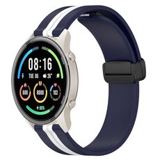 Per Xiaomi MI Watch Sport 22mm Cinturino pieghevole in silicone con chiusura magnetica (blu notte + bianco)