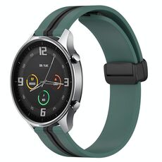Per Xiaomi MI Watch Color 22mm Cinturino pieghevole in silicone con chiusura magnetica (verde oliva + nero)