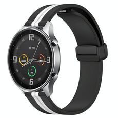 Per Xiaomi MI Watch Color 22mm Cinturino pieghevole in silicone con chiusura magnetica (nero + bianco)
