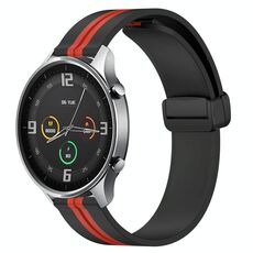 Per Xiaomi MI Watch Color 22mm Cinturino pieghevole in silicone con chiusura magnetica (nero + rosso)