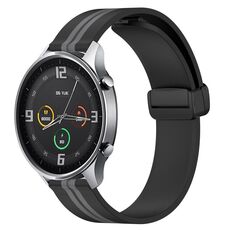 Per Xiaomi MI Watch Color 22mm Cinturino pieghevole in silicone con chiusura magnetica (nero + grigio)