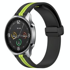 Per Xiaomi MI Watch Color 22mm Cinturino pieghevole in silicone con chiusura magnetica (nero + verde lime)