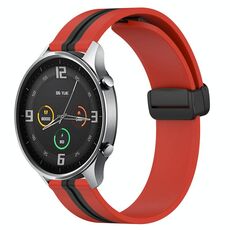 Cinturino per orologio in silicone con chiusura magnetica pieghevole da 22 mm per Xiaomi MI Watch (rosso + nero)