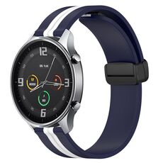 Per Xiaomi MI Watch Color 22mm Cinturino pieghevole in silicone con chiusura magnetica (blu notte + bianco)