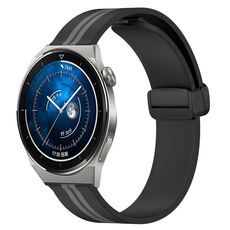 Per Huawei Watch GT3 Pro 46mm 22mm Cinturino in silicone pieghevole con chiusura magnetica (nero + grigio)