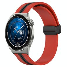 Per Huawei Watch GT3 Pro 46mm 22mm Cinturino in silicone pieghevole con chiusura magnetica (rosso + nero)