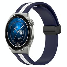 Per Huawei Watch GT3 Pro 46mm 22mm Cinturino in silicone pieghevole con chiusura magnetica (blu notte + bianco)