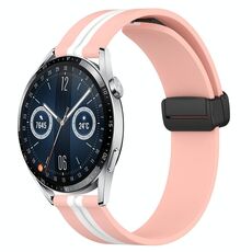 Per Huawei Watch GT3 46mm 22mm Cinturino in silicone pieghevole con chiusura magnetica (rosa + bianco)