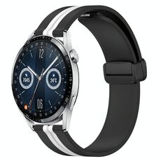 Per Huawei Watch GT3 46mm 22mm Cinturino in silicone pieghevole con chiusura magnetica (nero + bianco)