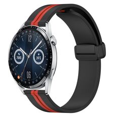 Per Huawei Watch GT3 46mm 22mm Cinturino in silicone pieghevole con chiusura magnetica (nero + rosso)