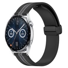 Per Huawei Watch GT3 46mm 22mm Cinturino in silicone pieghevole con chiusura magnetica (nero + grigio)