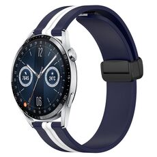 Per Huawei Watch GT3 46mm 22mm Cinturino pieghevole in silicone con chiusura magnetica (blu notte + bianco)
