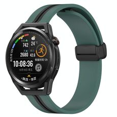 Per Huawei Watch GT Runner 22mm Cinturino pieghevole in silicone con chiusura magnetica (verde oliva + nero)