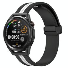 Per Huawei Watch GT Runner 22mm Cinturino pieghevole in silicone con chiusura magnetica (nero + bianco)