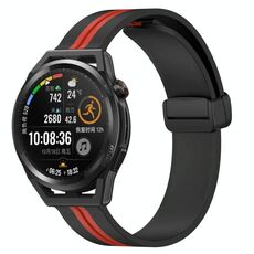 Per Huawei Watch GT Runner 22mm Cinturino pieghevole in silicone con chiusura magnetica (nero + rosso)