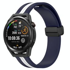 Per Huawei Watch GT Runner 22mm Cinturino pieghevole in silicone con chiusura magnetica (blu notte + bianco)