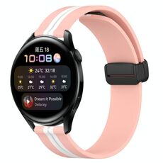 Per Huawei Watch 3 Cinturino in silicone pieghevole da 22 mm con chiusura magnetica (rosa + bianco)