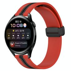 Per Huawei Watch 3 Cinturino in silicone pieghevole da 22 mm con chiusura magnetica (rosso + nero)
