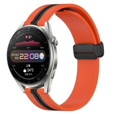 Per Huawei Watch 3 Pro 22mm Cinturino pieghevole in silicone con chiusura magnetica (arancione + nero)