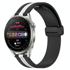 Per Huawei Watch 3 Pro Cinturino per orologio in silicone pieghevole con chiusura magnetica da 22 mm (nero + bianco)