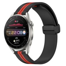 Per Huawei Watch 3 Pro Cinturino per orologio in silicone pieghevole con chiusura magnetica da 22 mm (nero + rosso)