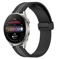 Per Huawei Watch 3 Pro Cinturino per orologio in silicone pieghevole con chiusura magnetica da 22 mm (nero + grigio)