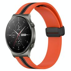 Per Huawei GT2 Pro 22mm Cinturino pieghevole in silicone con chiusura magnetica (arancione + nero)