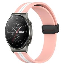 Cinturino per orologio in silicone pieghevole con chiusura magnetica da 22 mm per Huawei GT2 Pro (rosa + bianco)