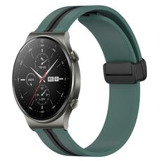 Cinturino per orologio in silicone pieghevole con chiusura magnetica da 22 mm per Huawei GT2 Pro (verde oliva + nero)