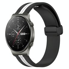 Cinturino per orologio in silicone pieghevole con chiusura magnetica da 22 mm per Huawei GT2 Pro (nero + bianco)