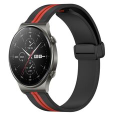 Per Huawei GT2 Pro 22mm Cinturino pieghevole in silicone con chiusura magnetica (nero + rosso)