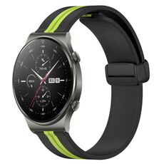 Cinturino per orologio in silicone pieghevole con chiusura magnetica da 22 mm per Huawei GT2 Pro (nero + verde lime)