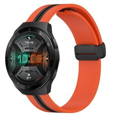 Per Huawei Watch GT 2E Cinturino in silicone pieghevole con chiusura magnetica da 22 mm (arancione + nero)