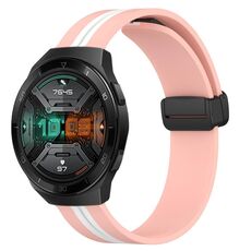 Per Huawei Watch GT 2E Cinturino in silicone pieghevole con chiusura magnetica da 22 mm (rosa + bianco)