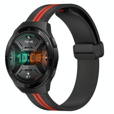 Per Huawei Watch GT 2E Cinturino in silicone pieghevole con chiusura magnetica da 22 mm (nero + rosso)