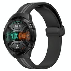 Per Huawei Watch GT 2E Cinturino in silicone pieghevole con chiusura magnetica da 22 mm (nero + grigio)