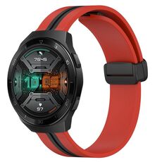 Per Huawei Watch GT 2E Cinturino in silicone pieghevole con chiusura magnetica da 22 mm (rosso + nero)