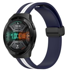 Per Huawei Watch GT 2E Cinturino in silicone pieghevole con chiusura magnetica da 22 mm (blu notte + bianco)