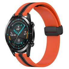 Per Huawei GT2 46mm 22mm Cinturino pieghevole in silicone con chiusura magnetica (arancione + nero)