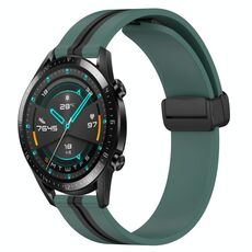 Per Huawei GT2 46mm 22mm Cinturino in silicone pieghevole con chiusura magnetica (verde oliva + nero)