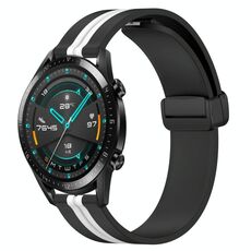 Per Huawei GT2 46mm 22mm Cinturino in silicone pieghevole con chiusura magnetica (nero + bianco)