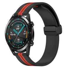 Per Huawei GT2 46mm 22mm Cinturino in silicone pieghevole con chiusura magnetica (nero + rosso)